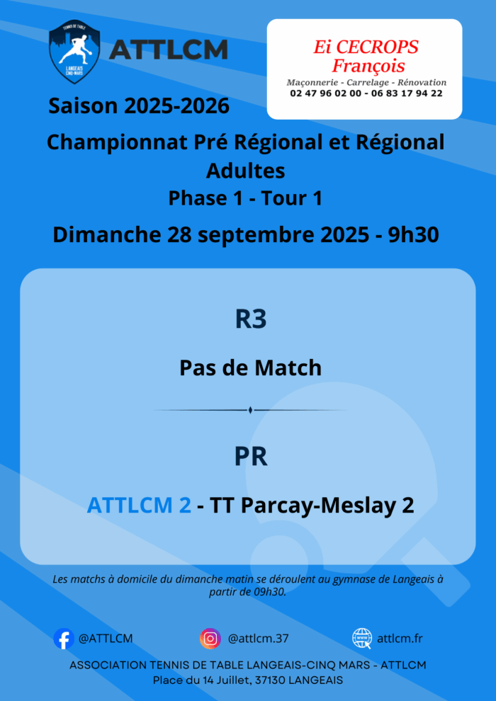 Régional - Championnat par équipes adultes - Tour 1