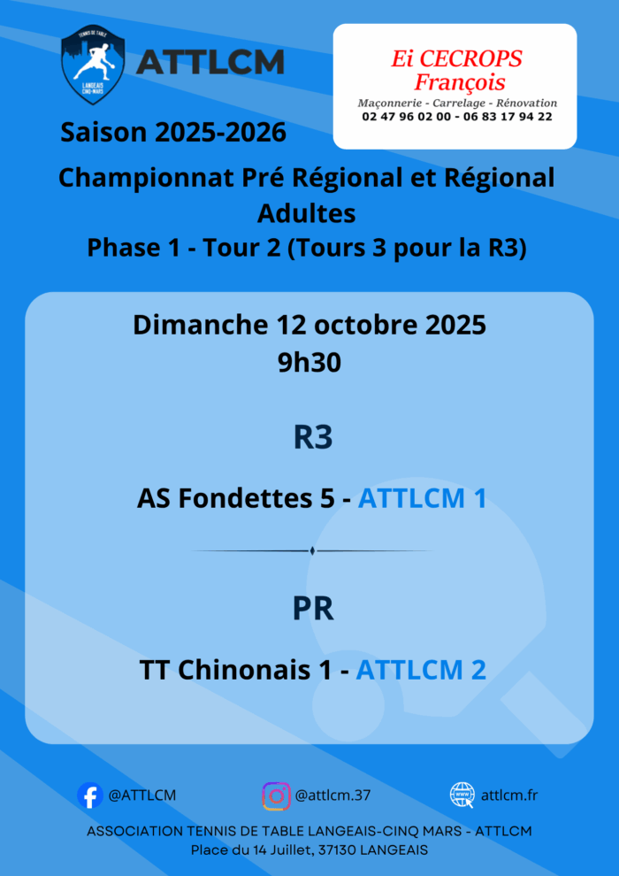 Régional - Championnat par équipes adultes - Tour 2