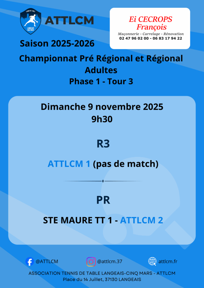 Régional - Championnat par équipes adultes - Tour 3