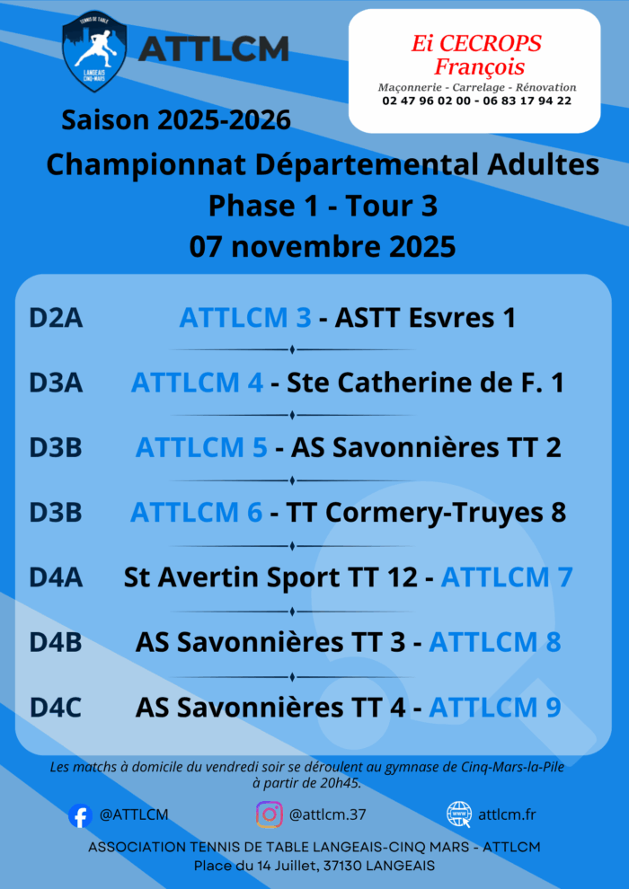 Départemental - Championnat par équipes adultes - Tour 3