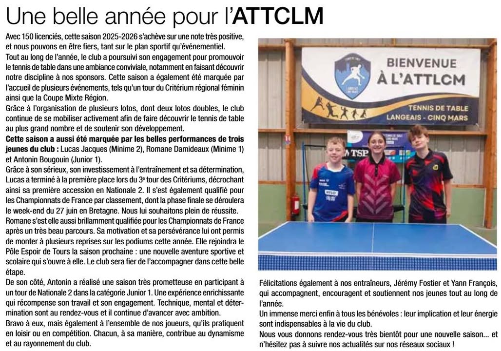 Association Tennis de Table Langeais Cinq Mars